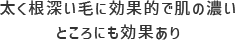 太く根深い毛に効果的で肌の濃いところにも効果あり