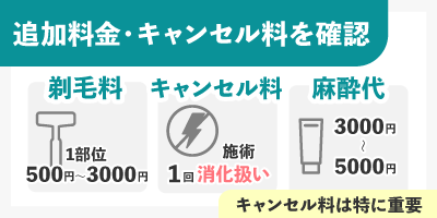 追加料金・キャンセル料を事前に確認する
