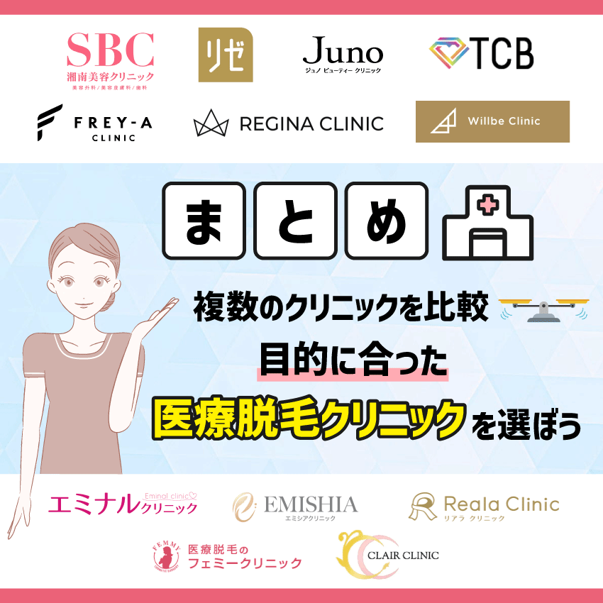 複数のクリニックを比較して目的に合った医療脱毛クリニックを選ぼう