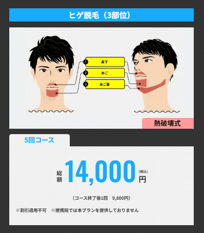 メンズリゼ_ヒゲ脱毛3部位3回