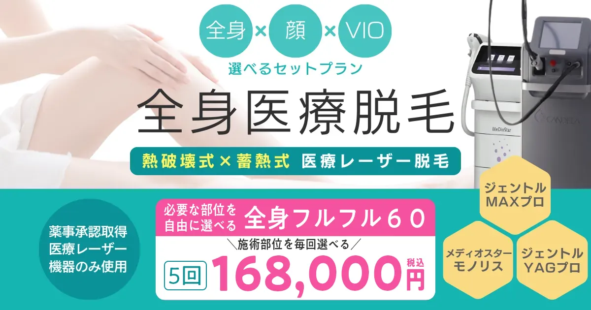 エルプラスレディース全身医療脱毛は豊富なセットプランから最適なプランをお選び頂けます