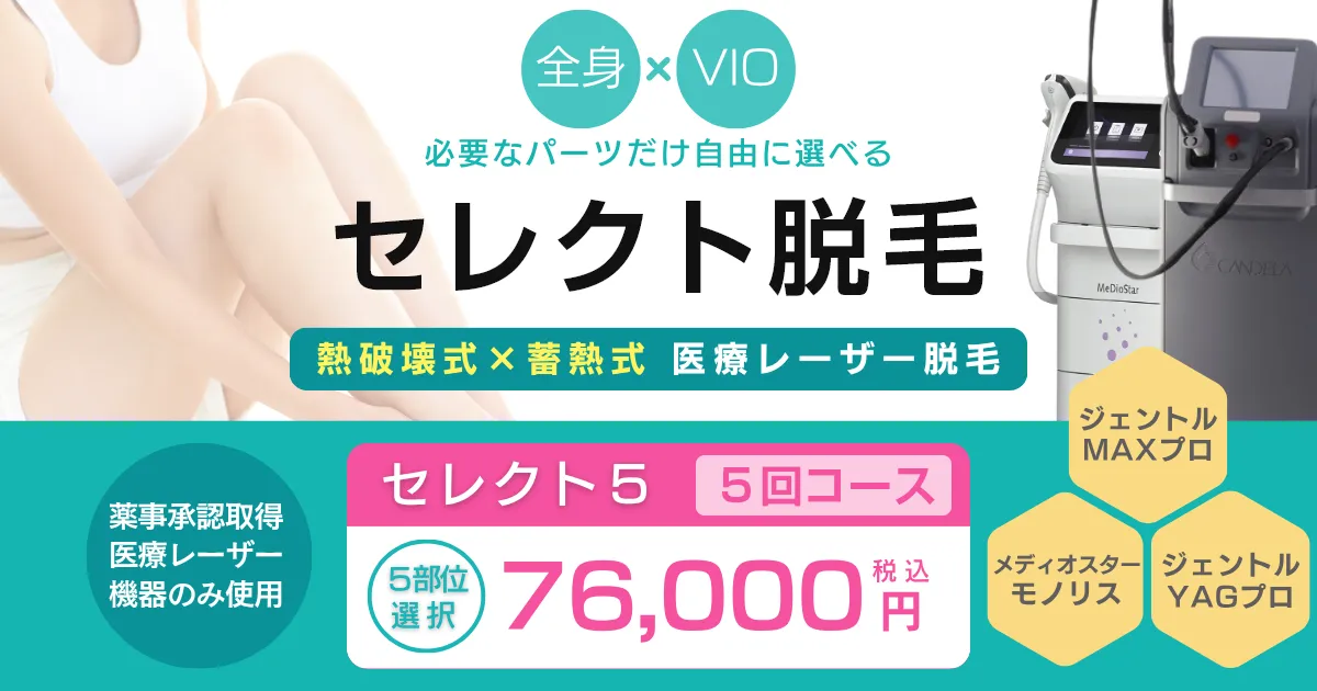 必要なパーツを自由に選べる全身脱毛としてセレクトプランをご用意しております